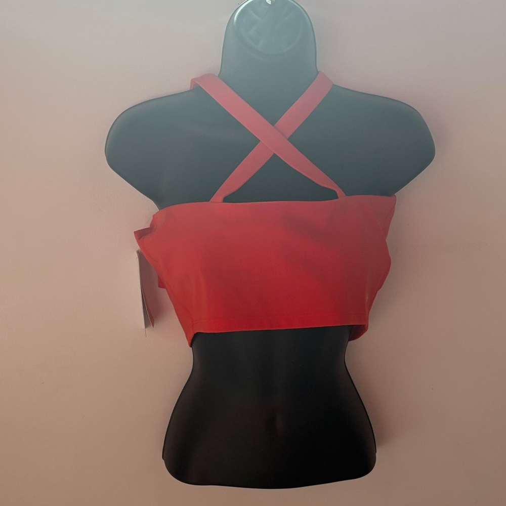 Spiritual Gangster Orange Cross-Neck Crop Tank
